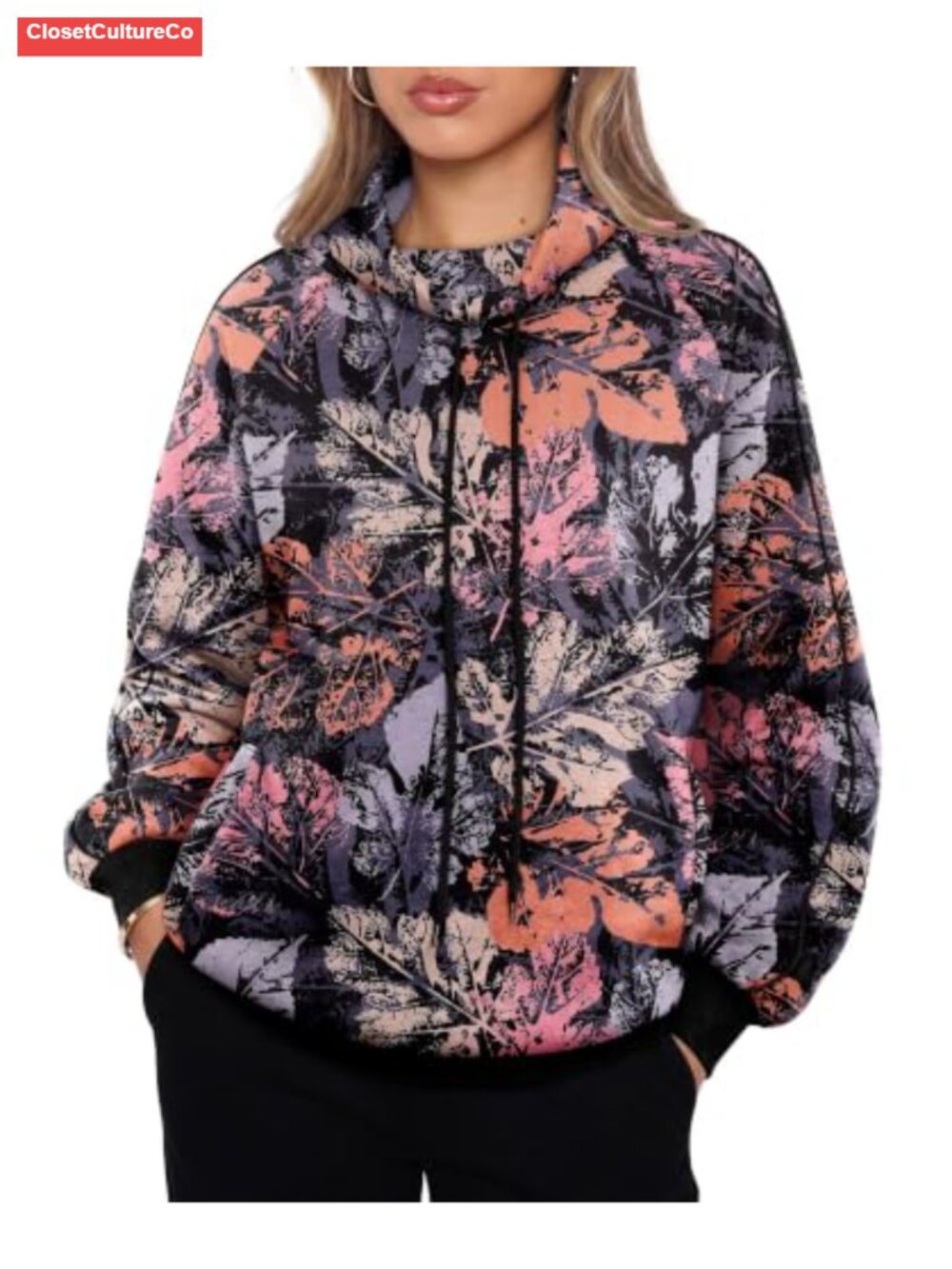 Women's Mock Neck Fleece Sweatshirt Pullover with Side Pockets